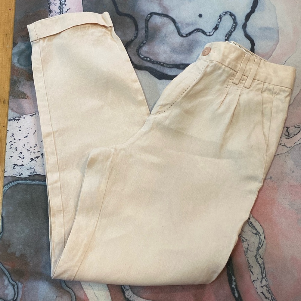 Massimo Dutto 100% Linen Pants, Shell Pink/Peach, Size 4